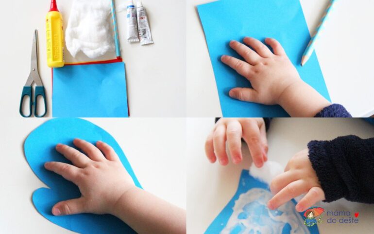 Papierhandschuhe: Winter Basteln für Kleinkinder