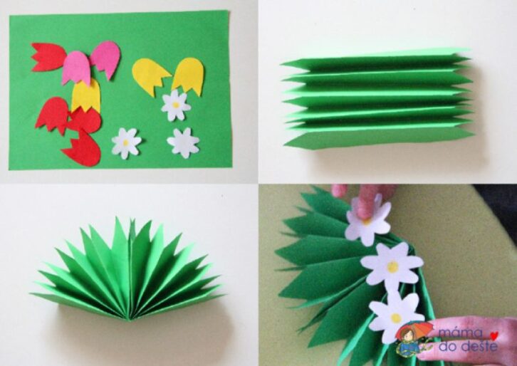 Einfache Blumendekorationen aus farbigem Papier