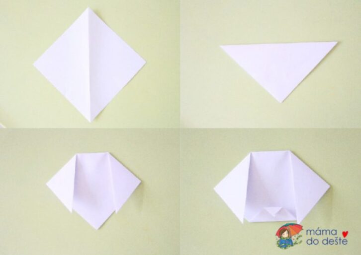Das erste einfache Origami für Kinder: ein Hund und eine Katze